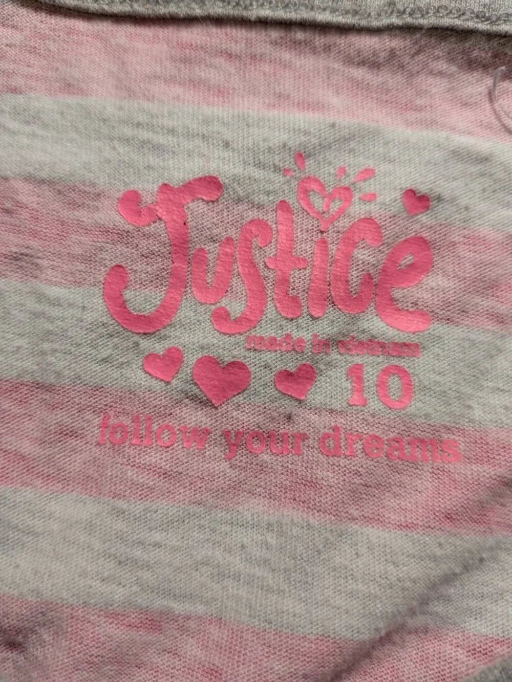Justice Girls Size 10 Pink Striped Long Sleeve Top Sequin Snowflake Graphic